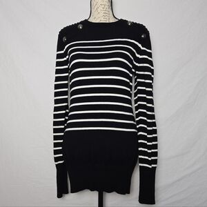 Amélie Boutik Nautical Striped Shoulder Button Sweater - XL